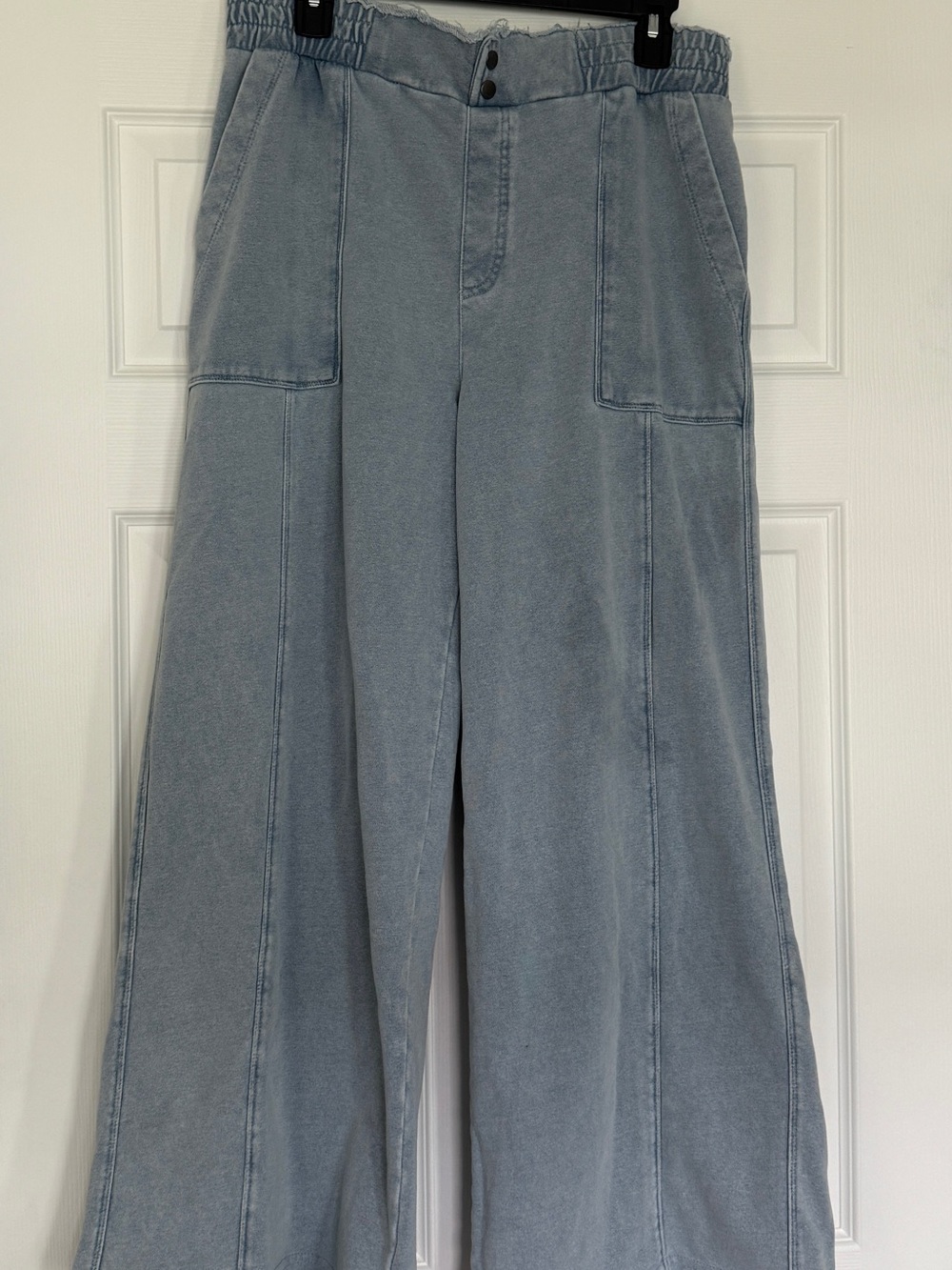 Flag & Anthem Elastic-Waist Wide Leg Pants in Light Blue
